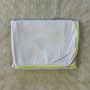 Carter's Pink White Stripes Baby Blanket Stretch Knit Green Trim Security Lovey